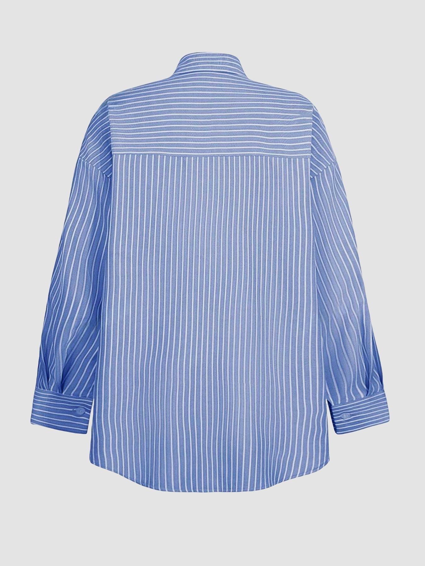 Women's Striped Long Sleeve Shirt, Fashionable Comfortable Design, Perfect for Daily Wear, Stylish Ladies' Top for Casual