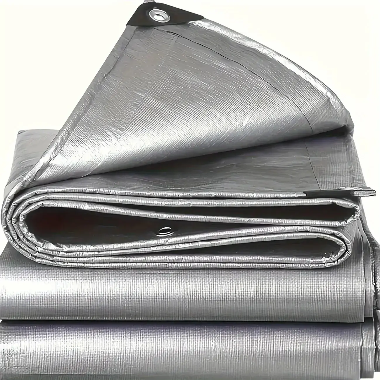 Heavy Duty Silver Waterproof Tarp, Poly Tarp Cover, Multi-Purpose Tarpaulin Cover with Reinforced Grommets, UV & Tear Resistant Protective Cover for Camping, Roof, Car, Boat, Patio