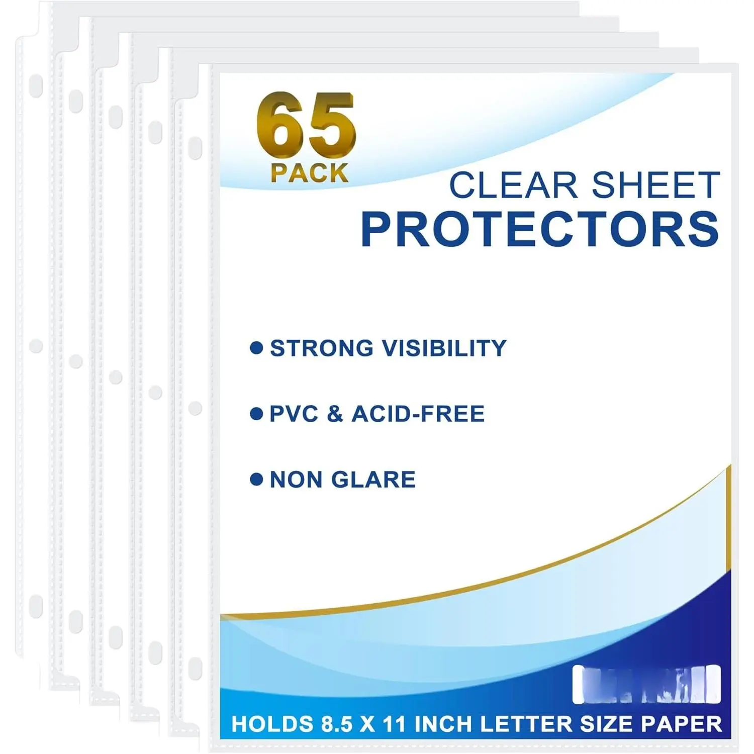 65 Pack Clear Sheet Protectors, 8.5 x 11 inch Page Protectors | for 3 Ring Binder,Top Loading Paper Protector for Documents and Photos,Letter Size