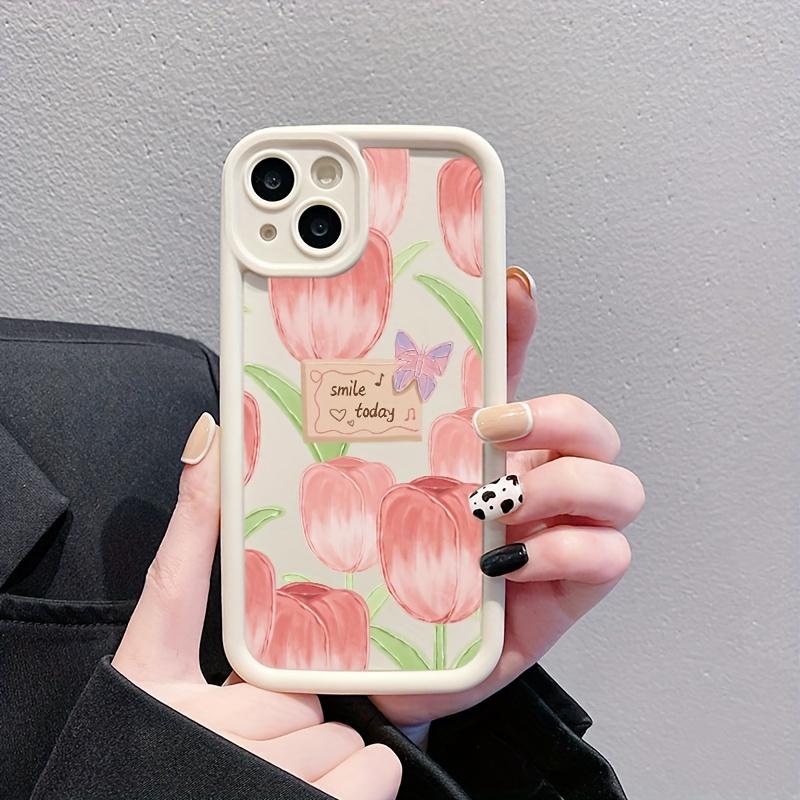 Pink Tulip Mobile Phone Case for iPhone 17 E Air Pro ProMax iPhone16 15 14 Plus 13 12 Mini 11 X XS XR