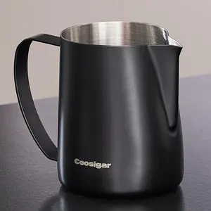 450ml/15oz Black 304 Stainless Steel Milk Frothing Pitcher Espresso Steaming Milk Jug for Latte Art