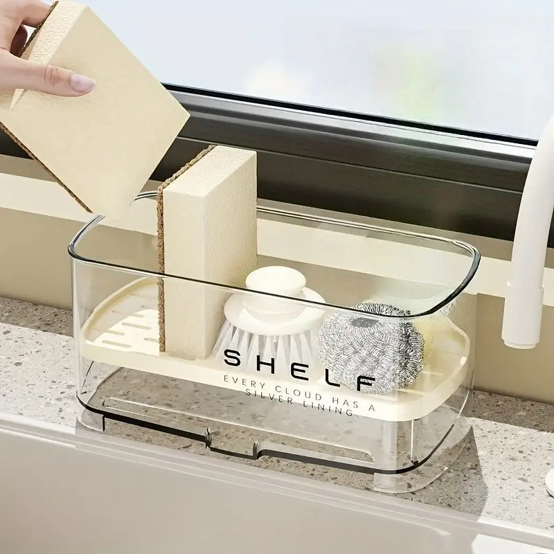 Kitchen Sink Drain Rack, Sponge Drying Holder, Clear Space-Saving Design, Ideal for Kitchen Organization & Storage Solutions
