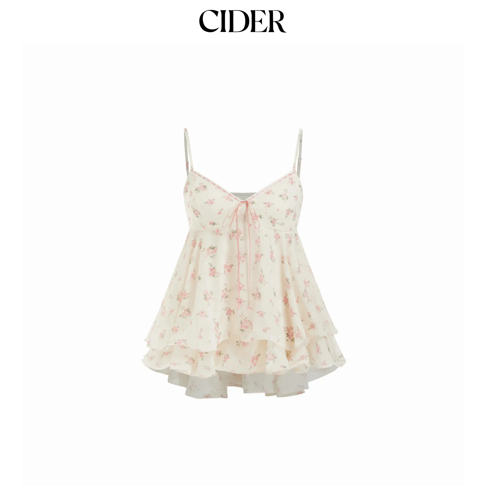 Cider Chiffon Floral Ruffle Hem Camis Blouse SummerWins SummerFinds