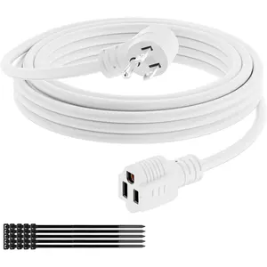 Extension Cord 6 FT, 3 Prong Extension Power Cord, 90  Right Angle Plug Design, 16/3 Gauge Flexible Cold, 13A 1625W 16AWG, Save Space 3 Prong Electric Cord, ETL, White  with 25  Ties