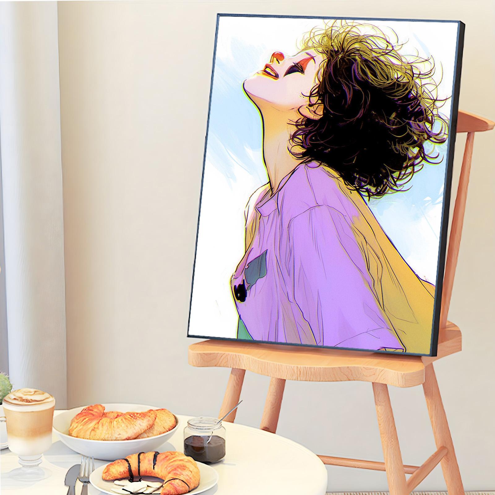 Woman Pattern DIY Painting By Numbers Kit, 1 Set DIY Paint Kit with Paints & Brushes, Wall Art Decor for Home Living Room Bedroom