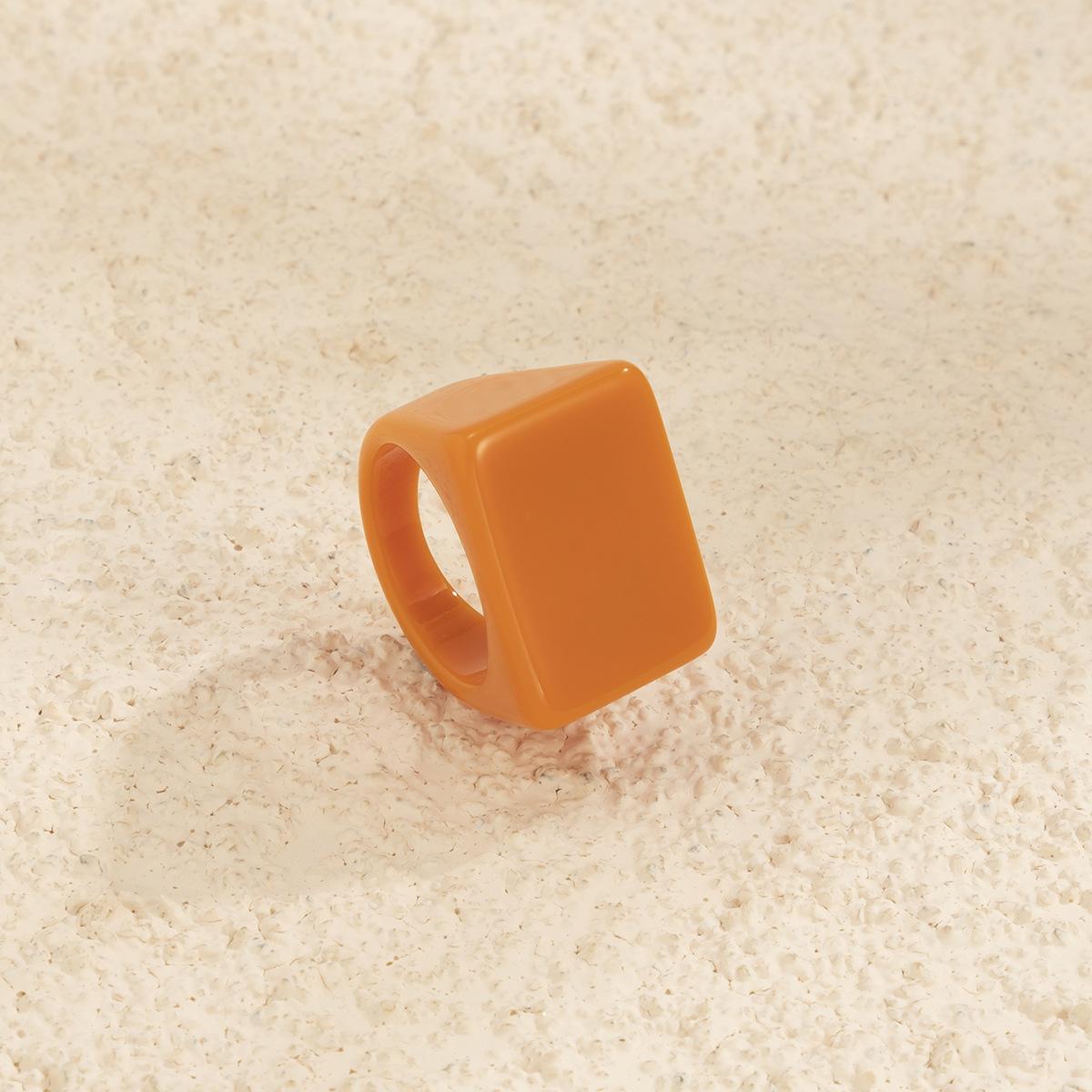 Trendy Colorful Acrylic Plain Ring Geometric Square Wide Resin Band Fashion Minimalist Jewelry for Women Men