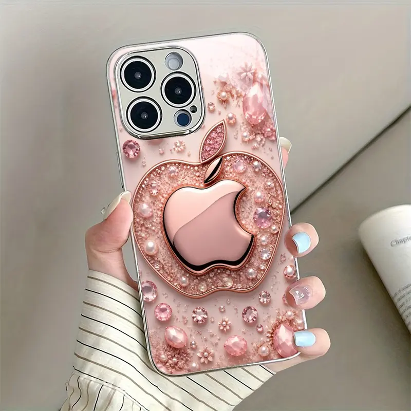 Rose Gold Apple Case for iPhone 17 Pro Max 16 Pro Max 15 Plus 14 13 12 11 Samsung S26 S25 S24 S23 S22 S21 Plus S20FE A16 A56 Glass Premium Fashion Design Lens Protection Wear-Resistant Pollution Prevention