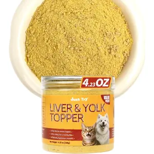 Just Try 4.23 OZ Cat & Dog Food Toppers with Chicken Liver Freeze Dried Egg Yolk for Picky Eaters Iron Support Grain Free High Protein Meal Toppers