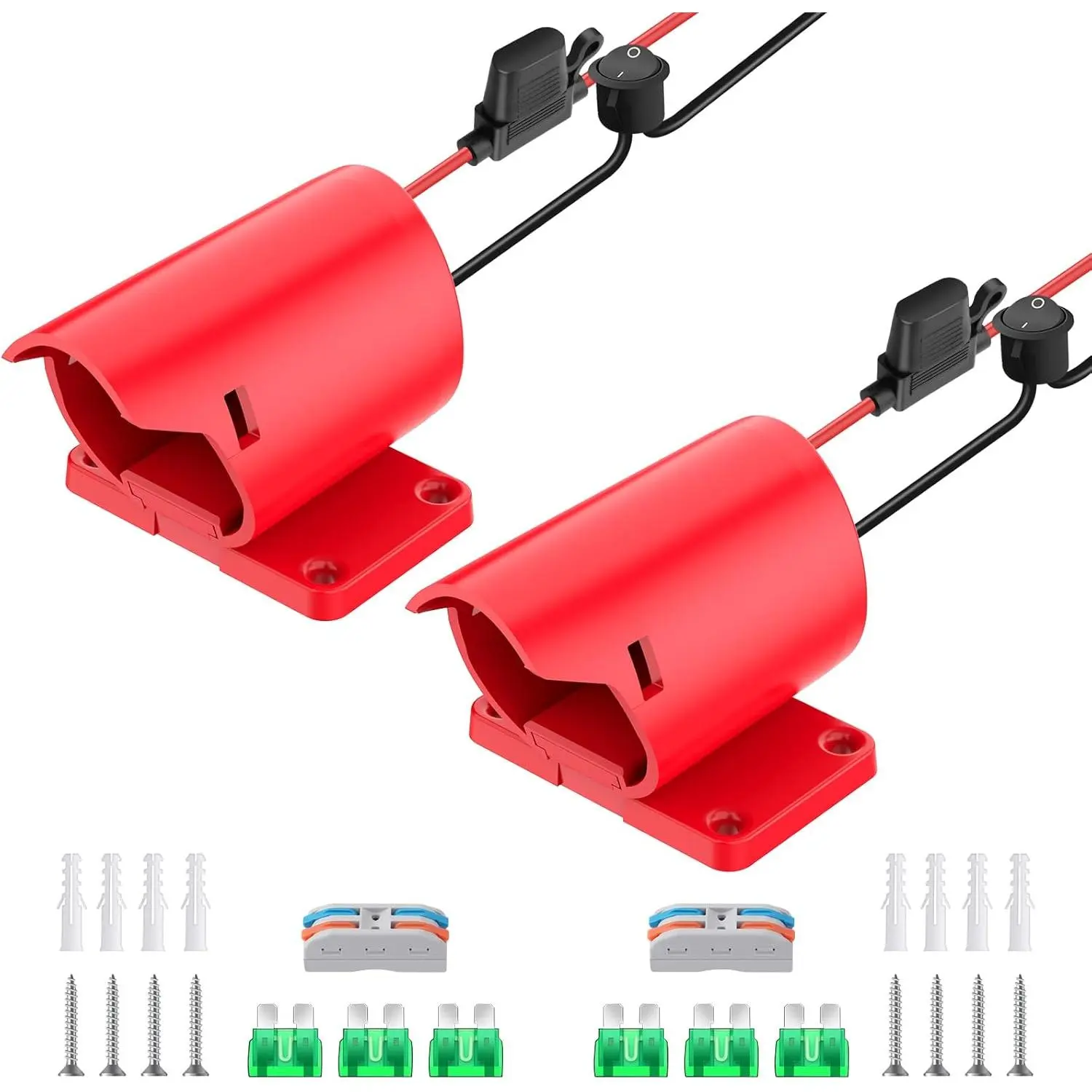 2 Packs Wheel Adapter for M12 Battery Adapter 12V Battery Conversion Kit with Switch, Fuse & Wire Terminals, 12AWG Wire, Connector for DIY Rc Car Toys and Robotics