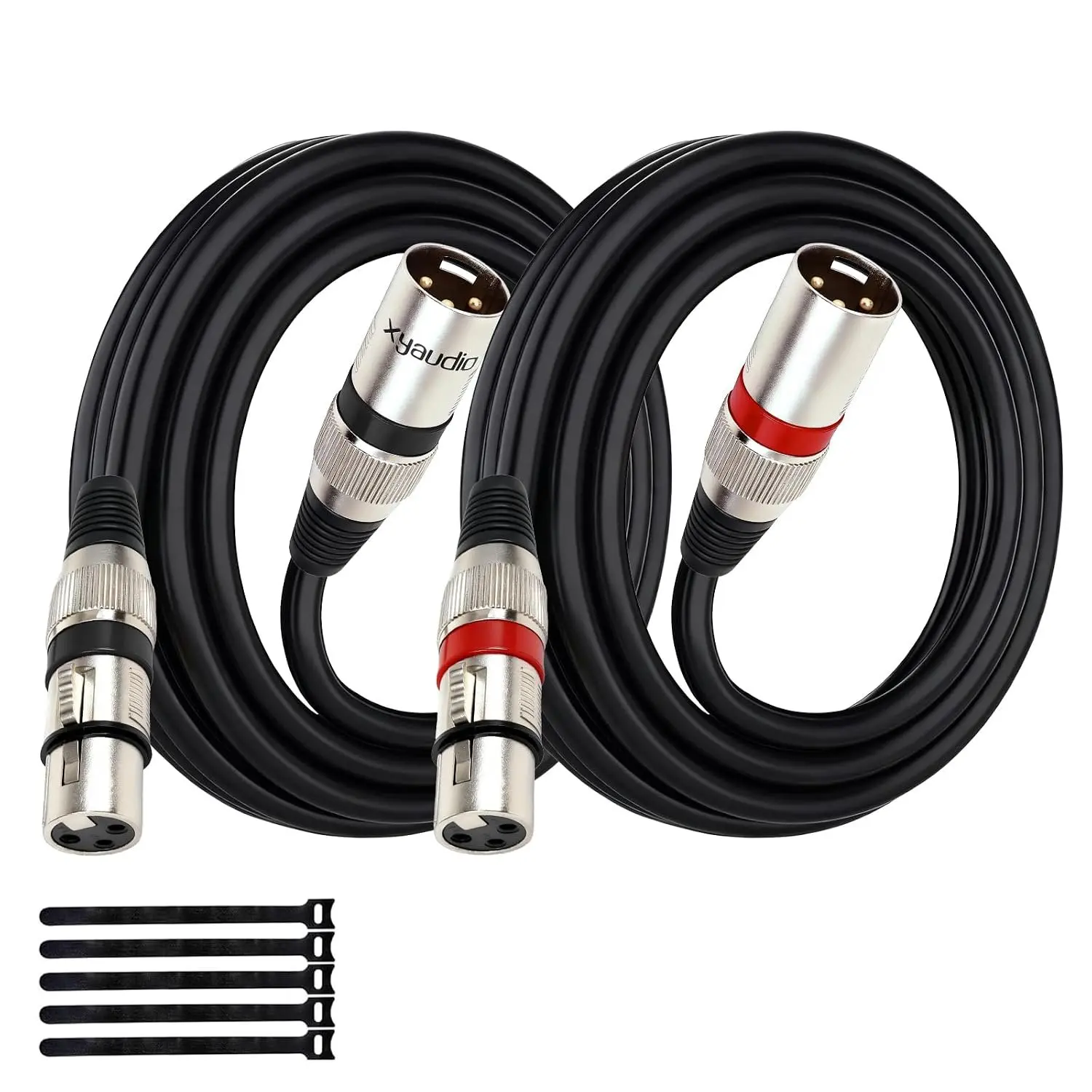 Balanced XLR , 6ft 2 Packs, 3 Pin Male to Female Microphone , XLR to XLR Mic  for Speaker or PA System, PVC Jacket