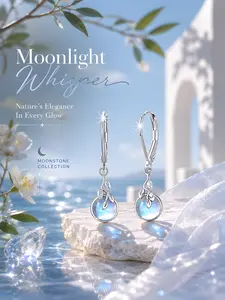 Elegant S925 Silver Moonstone Dangle Earrings, Hypoallergenic No Nickel Jewelry, Nickel Free Earrings, Fashionable Drop Earrings for Women Daily Wear Gift, Elegant Minimalist Earrings