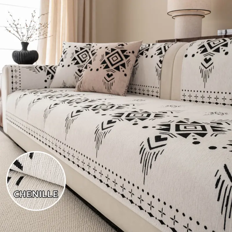 1pc Chenille Sofa Cushion Cover, Fits 1/2/3/4 Seater & Chaise Lounge, Fashionable Anti-Scratch, Pet Friendly, Multi-Color Options