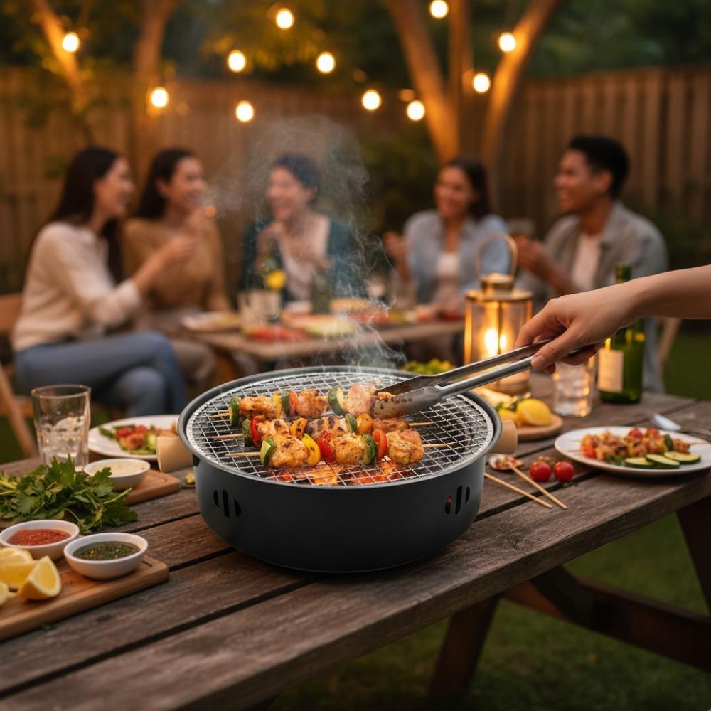 Stainless Steel Charcoal Grill, Portable Charcoal Barbecue Grill, Outdoor Camping, Household Indoor Barbecue Rack, Family Gathering Barbecue Artifact, Essential Charcoal Grill for Holiday Dinners