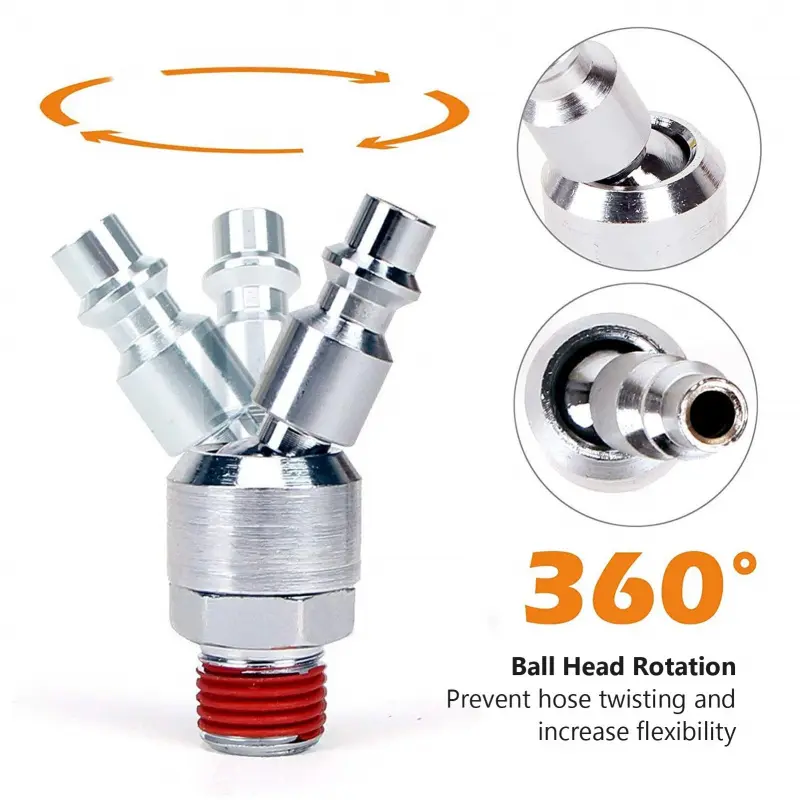Swivel Connector Rotation, 1/4 NPT Air Compressor Hose Fitting, Air Gun Nozzle, Inflation Nozzle