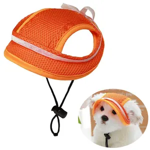 Dog Caps Summer Breathable Sunscreen Hat Baseball Cap Outdoor Sport Hat with Ear Holes Adjustable Pet Hat Decoration Accessories