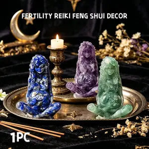 Natural Crystal Carved Pregnant Woman Statue, Reiki Healing Female Figurine, Fertility Amulet, Feng Shui Sculpture, Home & Office Decor
