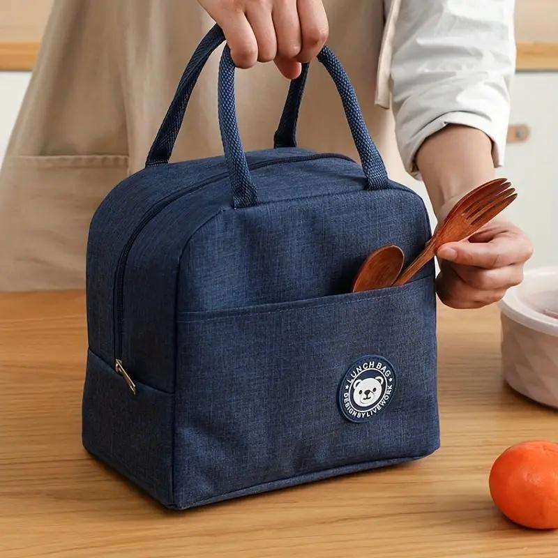 Insulated Lunch Bag, 1 Count Waterproof Lunch Storage Bag with Handle, Portable for Home School Office Outdoor Camping Picnic, Multifunctional Insulated Bag, Lunch Cooler Bag