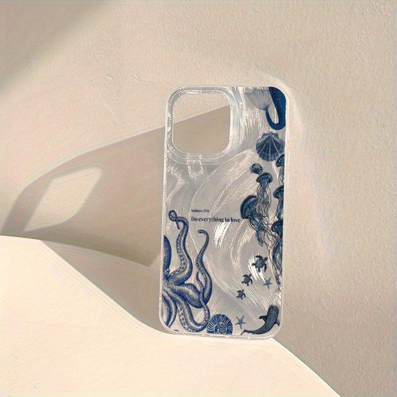 Little Octopus Jellyfish New Acrylic Feather Tulle Phone Case, Easter gift, birthday, for girlfriend, boyfriend, friend, or yourself, suitable for iPhone 17 16 15 14 13 12 11 X XS XSMAX, a holiday gift for friends, family, and yourself