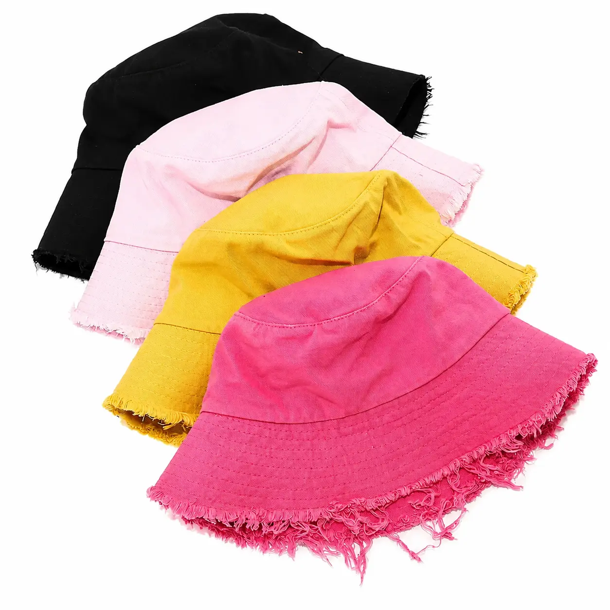 Lightweight Unisex Bucket Hat Made from 100% Cotton Canvas with Raw-Frayed Brim Edge, Packable UV-Protective Sun Hat for Beach, Travel, Hiking, Camping, and Everyday Outdoor Activities in Classic Solid Colors