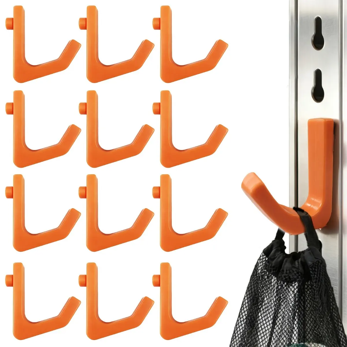 12 Pack Heavy Duty Storage Hooks for 10.3mm Shelving, High Load Capacity Wall Mounted Hooks with Brushed Ends, Ideal for Shelves, Garages and Storage Organization, Durable Hanging Hardware for Home Use