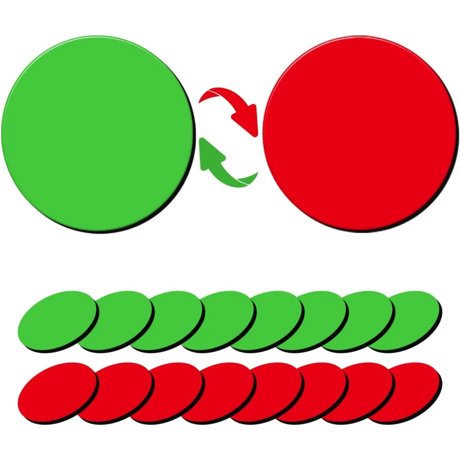 25 Pcs 1” Double-Sided Red Green Magnetic Dots, Flip Over Colored Magnets for Whiteboard, Refrigerator and Office