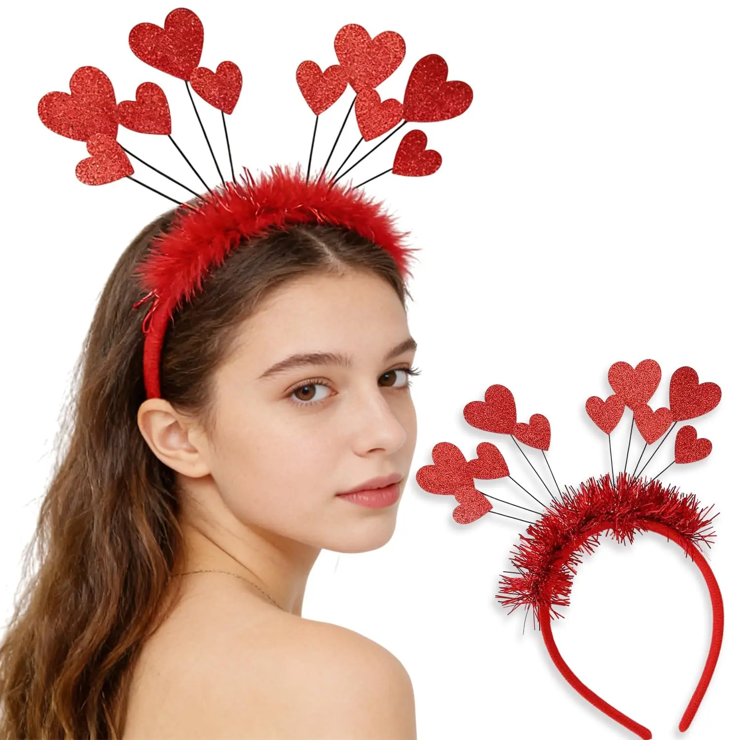 1 count Valentines Headband for Women Red Sequin Heart Hair Bands Shiny Non Slip Headbands Cute Lover Hair Accessories for Valentine Wedding Anniversary Party Favors