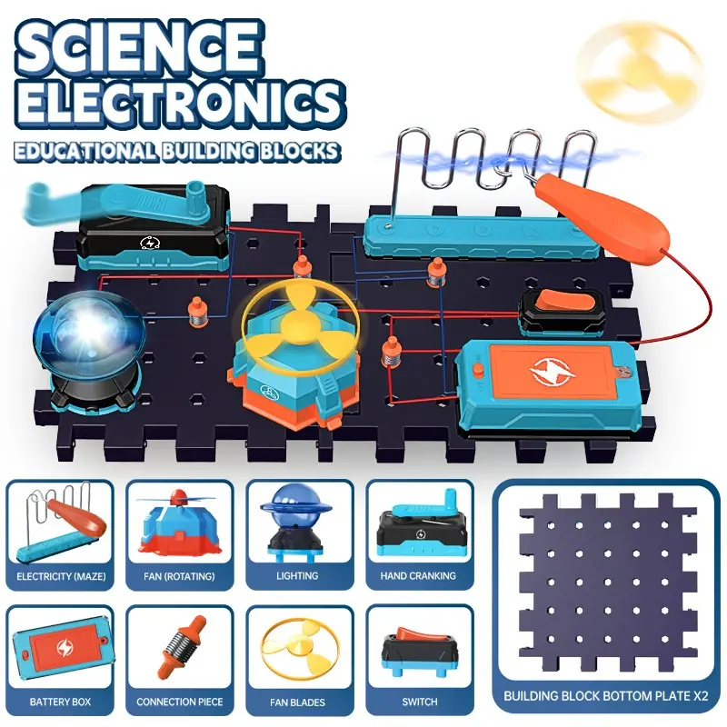 Electronic Building Blocks Circuit Experiment Kit, DIY Electrical Experiment Set, Stem Educational Toy for Ages 8+, Requires 3 Aaa Batteries