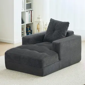 45'' Chaise Lounge Chair Indoor, Corduroy Upholstered Boneless Sofa Bed, Deep Seat Sleeper Couch Reading Chair, Comfy Cloud Small Space Sofa for Living Room, Bedroom, Movie Room