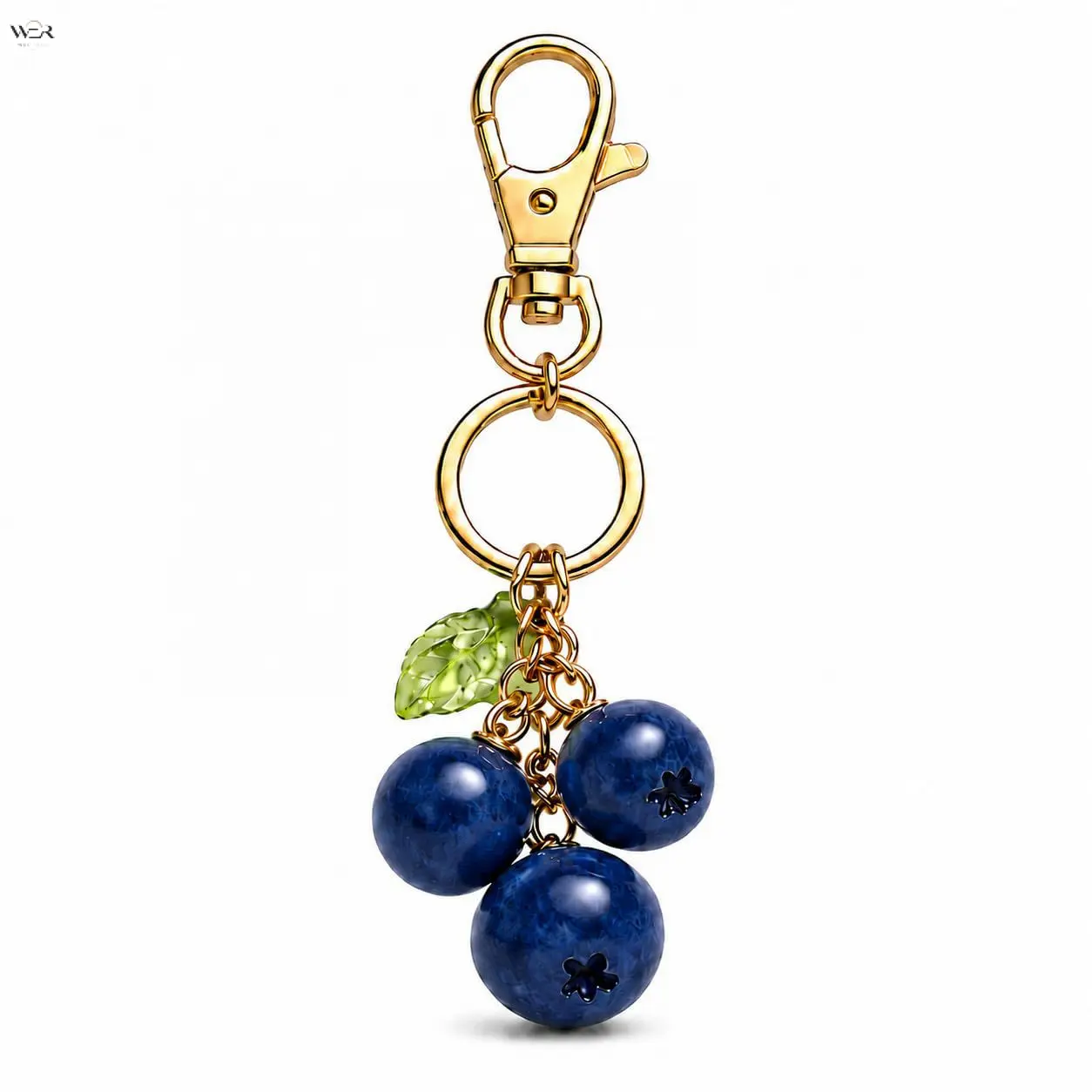 Women's Metal-Coated Cute Blueberry Berry Cluster Fruit Pendant Keychain, Gold Lobster Clasp Female Charm, Purse Backpack Decor Gift (Keychains for Women)