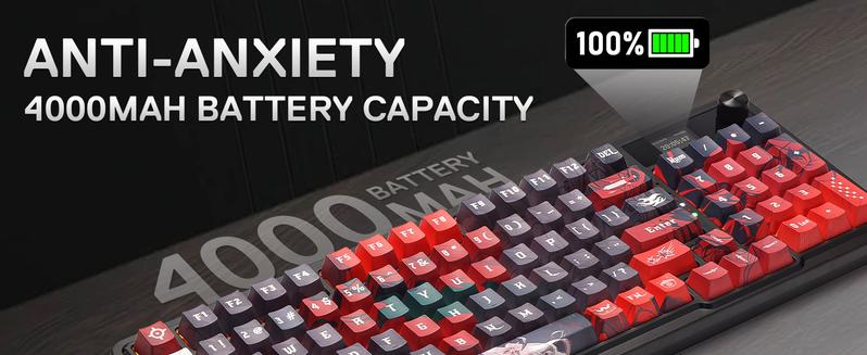 Redragon K719 AK PRO Wireless Gasket Gaming Keyboard w/Hype Screen & Knob, 95 Keys Mechanical Keyboard, Easy-Control 1.14’’ TFT Info Display, 5-Layer Noise Dampening, Custom Linear Switch, Anime Edition