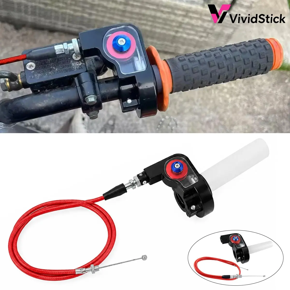 Motorcycle Throttle Lever Kit, Quick Rotation Throttle Assembly with Cable, Durable and Wear-Resistant, Ideal for Off-Road Vehicles, Motorcycle Parts