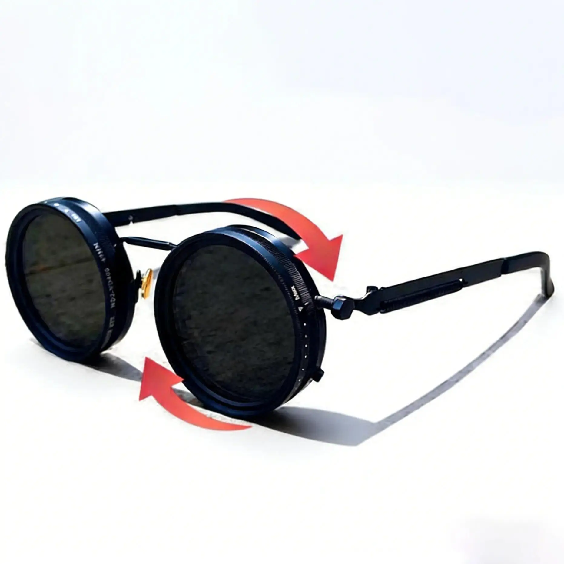 XUH Retro Punk Round Sunglasses for Men & Women, Full Rim Statement Frame with Polarized Nylon Lenses, ND9 Adjustable Dimming & UV400 Protection for Driving and Boating, Statement Frame Glasses, Stylish Accessories, Fishing, Hiking