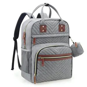 Diaper Bag Backpack, Baby Essentials Travel Tote Bag, Multi function Waterproof Backpacks, Travel Essentials with Stroller Straps & Pacifier Case - Grey(Gift)