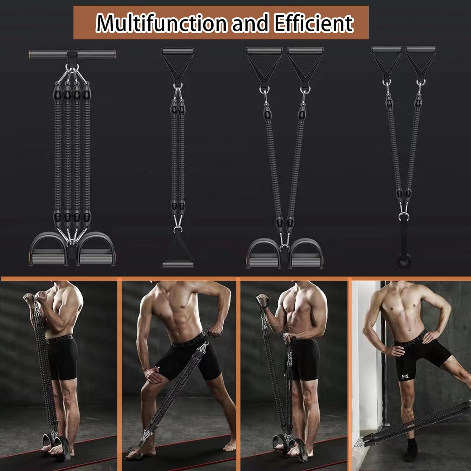 Multifunctional Ab Training Resistance Band, 1 Set Ab Training Auxiliary Foot Pedal Puller, Abdominal Exercise Equipment for Home Gym, Abdominal Muscle Trainer, Ab Workout Equipment