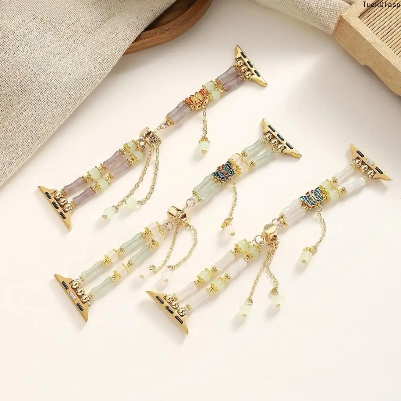 Boho Natural Stone Elastic Bracelet Watch Band for Apple Watch, Jewelry Replacement Strap Compatible Series 1–11, Ultra, SE 38/40/41/42/44/45/46/49mm, Bohemian Wearable Accessory