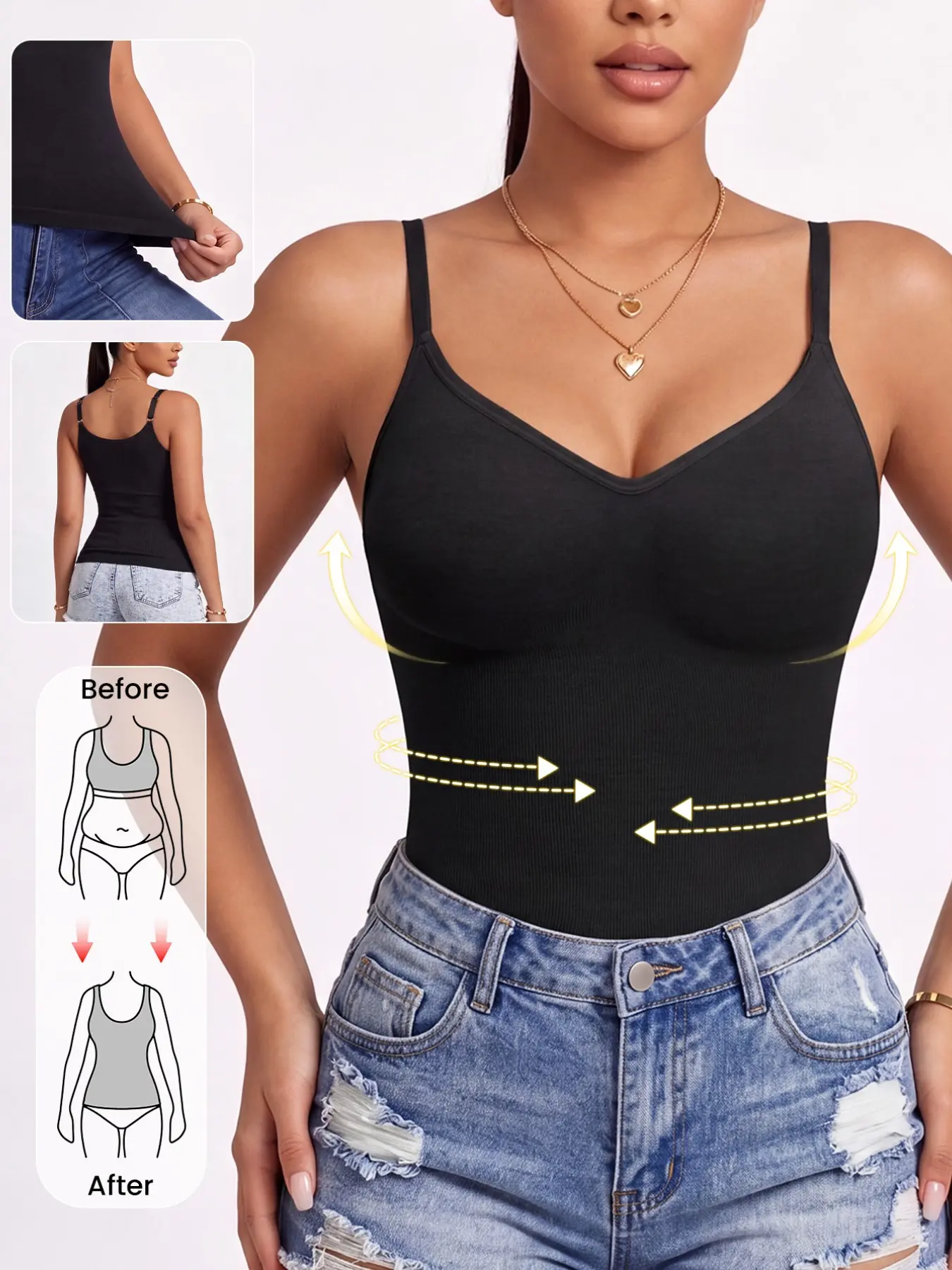 Women's Sexy Breathable Camisole, Tight Fit Body Shaper, Soft Comfortable, Ideal for Sports & Casual Wear, Versatile Inner & Outer Layer，One is worth ten.