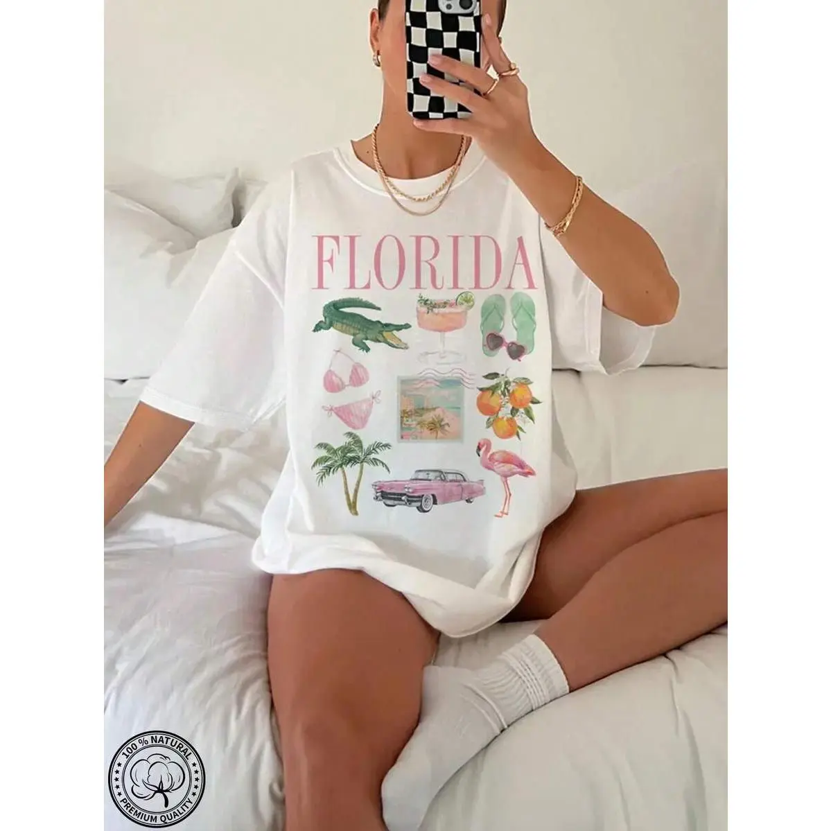 180g[100%cotton]Florida Shirt, Oversized Summer Shirt, Beach Shirt, Surf Shirt, Coconut Girl Style, 100% Cotton T-Shirt