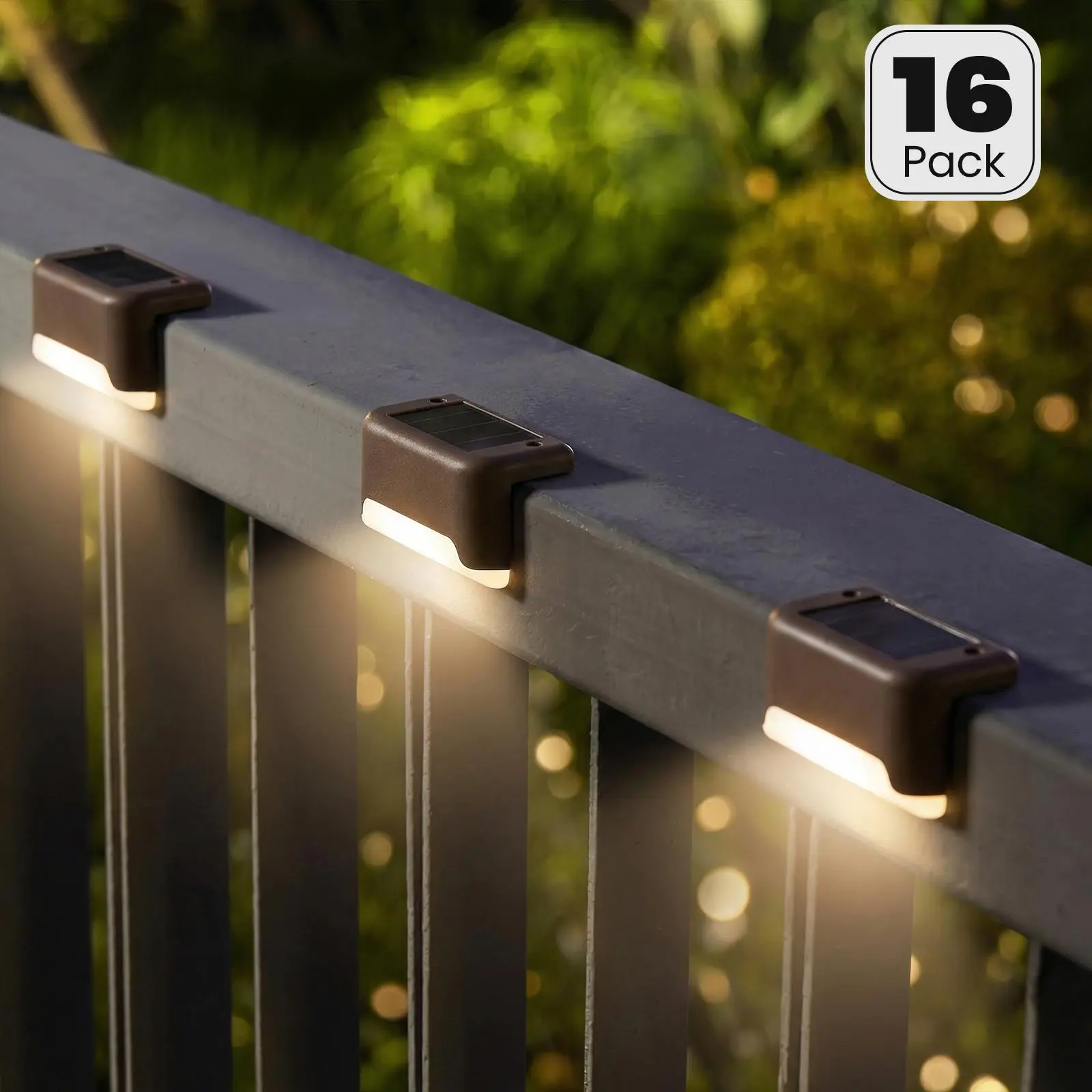 16-Pack Solar Deck Lights Outdoor, Waterproof LED Solar Step Lights for Stairs, Fence, Path Illumination, Home Improvement Outdoor Lighting (Warm White), Led Lights,sohochic