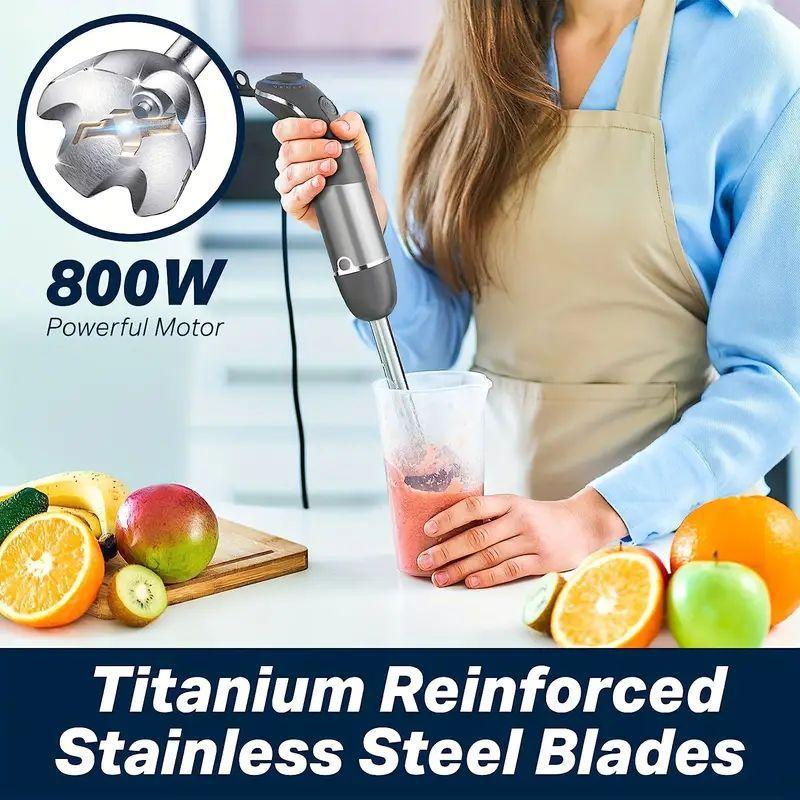 Handheld Immersion Blender Multifunctional Food Processor Electric Stick Blender for Kitchen Use with Whisk Chopper for Smoothies Sauces Baby Food Meat & Vegetables
