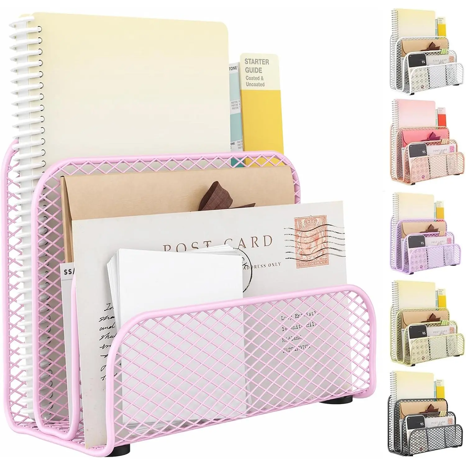 Mail Organizer Countertop| Mail Sorter with 3-Slot Mail Holder Letter Holder for Desk Bill Organizer for Office Receipts and Letter Paper Storage(Pink)