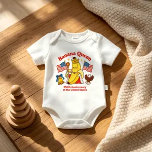 Banana Queen Patriotic Baby Onesie, Soft Cotton Short Sleeve Bodysuit for 250th Anniversary, Cute Unisex Newborn Essentials and Summer Holiday Gift
