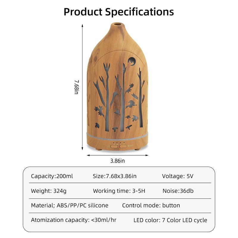 Aromatherapy Diffuser with 7 LED Colors, Auto Shut Off & 3 Essential Oils aromatherapist humidifier lamp