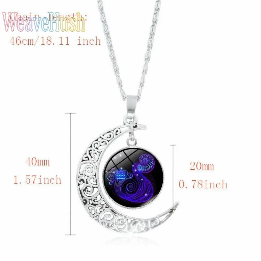 2026 Trendy 12 Zodiac Constellation Necklaces Luminous Glow In The Dark Moon Glass Pendant Birthstone Time Gemstone Astrology Jewelry For Women Men Dainty Layered Horoscope Necklace Celestial Star Sign Accessory Daily Wear Party Gift European American Fas