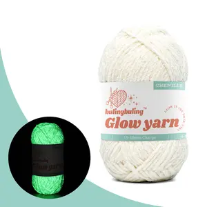 Glow In The Dark Chenille Yarn 50g/87yd, Soft Handmade Crochet Thread, Creative DIY Art Crafting Material, Perfect for Scarves, Hats, Socks, Decorations