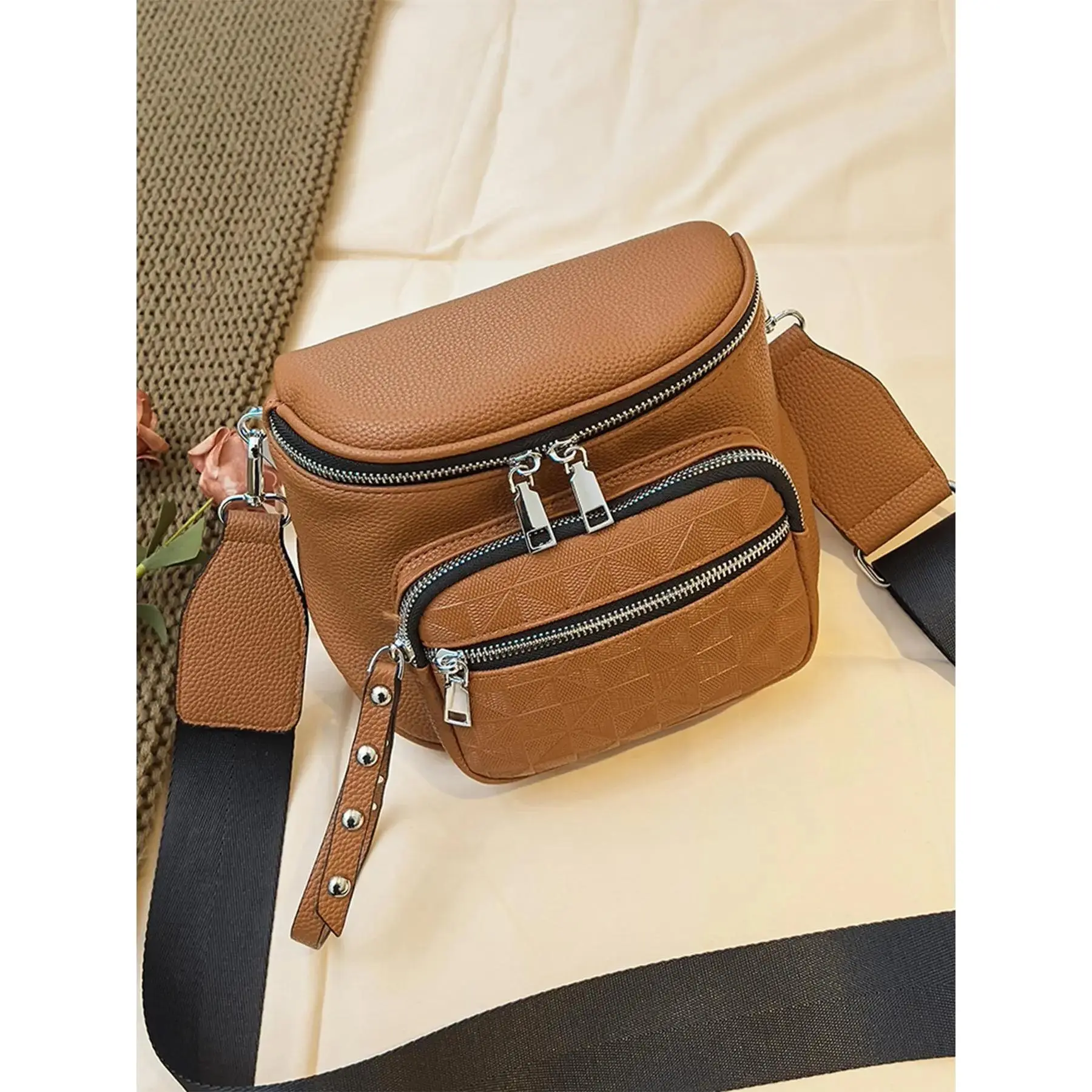Women's Fashionable Solid Color Crossbody Bag, Casual Versatile Zipper Chest Bag for Daily Used, Trendy All-match Sling Bag for Women & Girls, Crossbody Fanny Pack, Crossbody Bum Bag, Bumbag,，