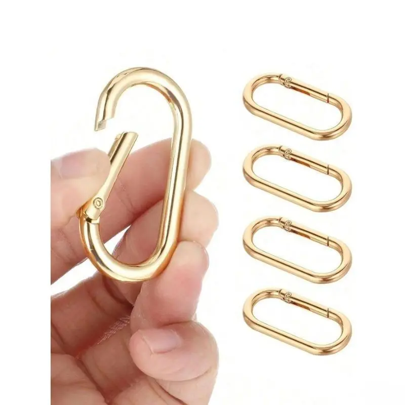 5 Pcs Oval Carabiner Snap Clips, Metal Spring Key Rings, Trigger Snap Hooks, Heavy-Duty Oval Dog Tag Clips for Bags, Purses, Keychains, Hanging Bag Buckle Replacement