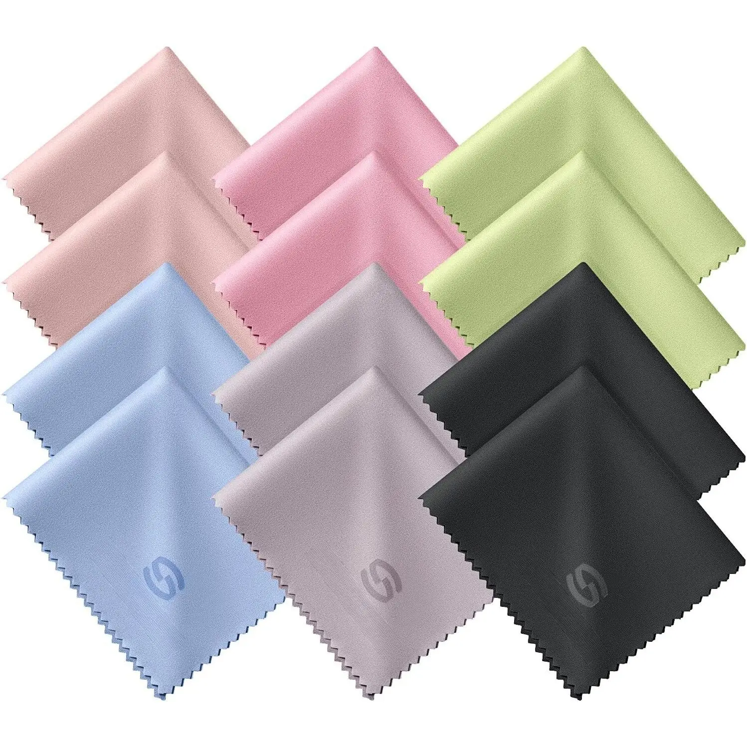12 Pack Microfiber Lens Cleaning Cloths – Ultra-Soft, Scratch-Free Eyeglass Cloths for Glasses, Screens & Cameras – 7×6 in,  Colors