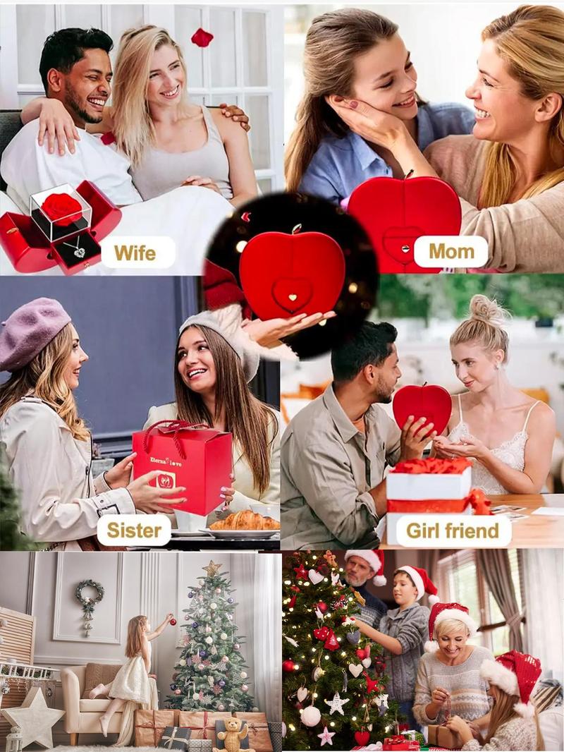 Women's Elegant Heart Shaped Pendant Necklace with Box, Fashionable Rhinestone Decorated Necklace for Party, Daily Clothing Decor for Girls & Women As Gift Valentine's Day, Gift for Her Men's Valentine's Gifts