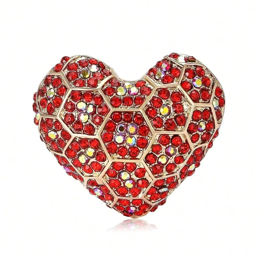 Creative Exquisite Luxury Full Crystal Heart Valentine's Day Brooch Pin Fashion Luxury Rhinestone Classic Couple Women Men Badges