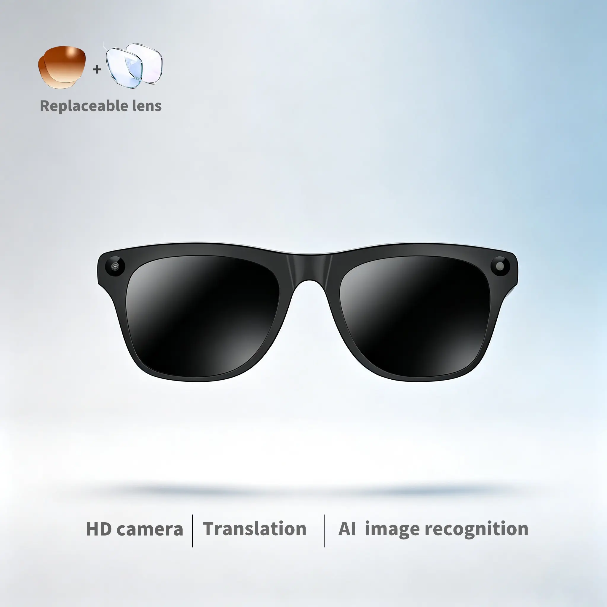 2026 intelligent AI camera glasses, 8MP high-definition dual lens motion capture, voice assistant, Bluetooth call, real-time multilingual translation, open ear cup music playback, ultra long battery life, suitable for cycling/Vlog/travel,